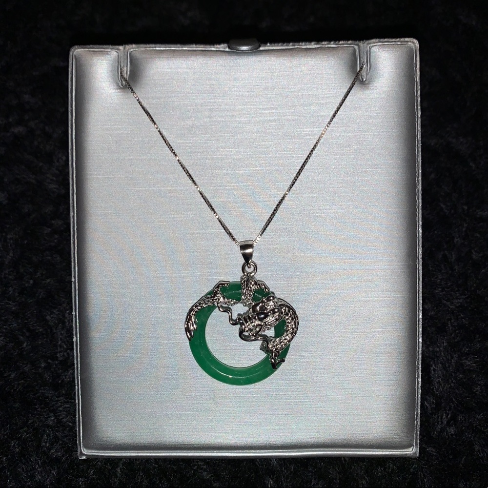 Brand New Authentic Zales Jade Dragon Necklace